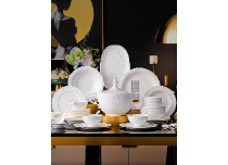 純白浮雕骨瓷餐具