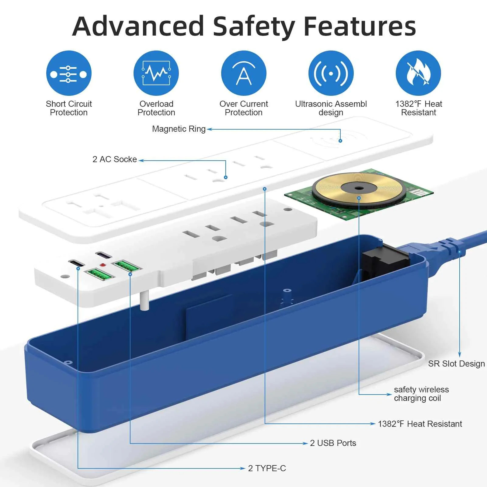 2-Way US Outlets Power Strip