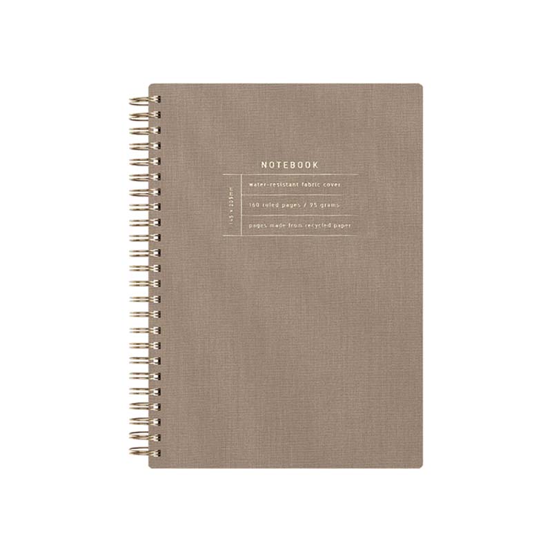 Water-resistant fabric cover spiral notebook