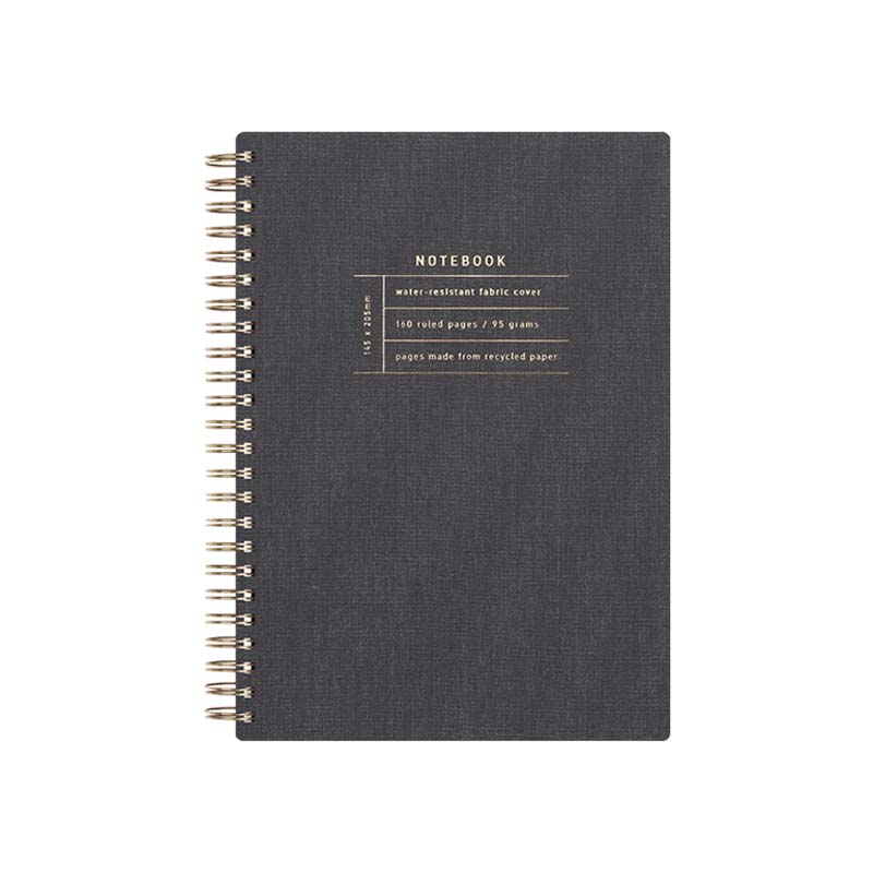 Water-resistant fabric cover spiral notebook