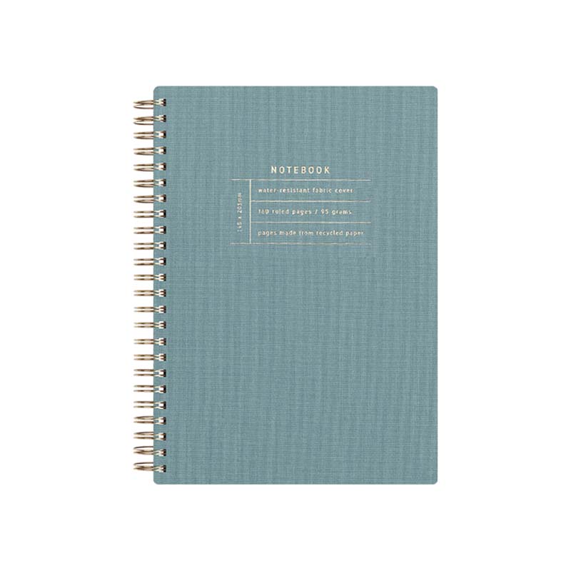 Water-resistant fabric cover spiral notebook